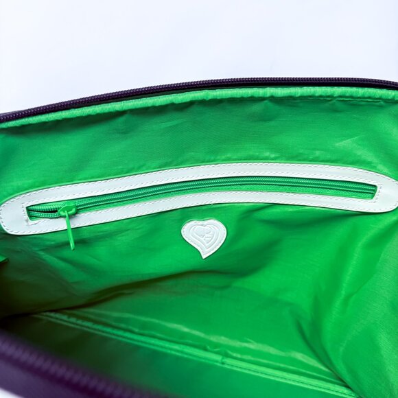 Diane von Fürstenberg Canvas Weekender Swirl Heart Print Navy/White Green Lining - Picture 10 of 15